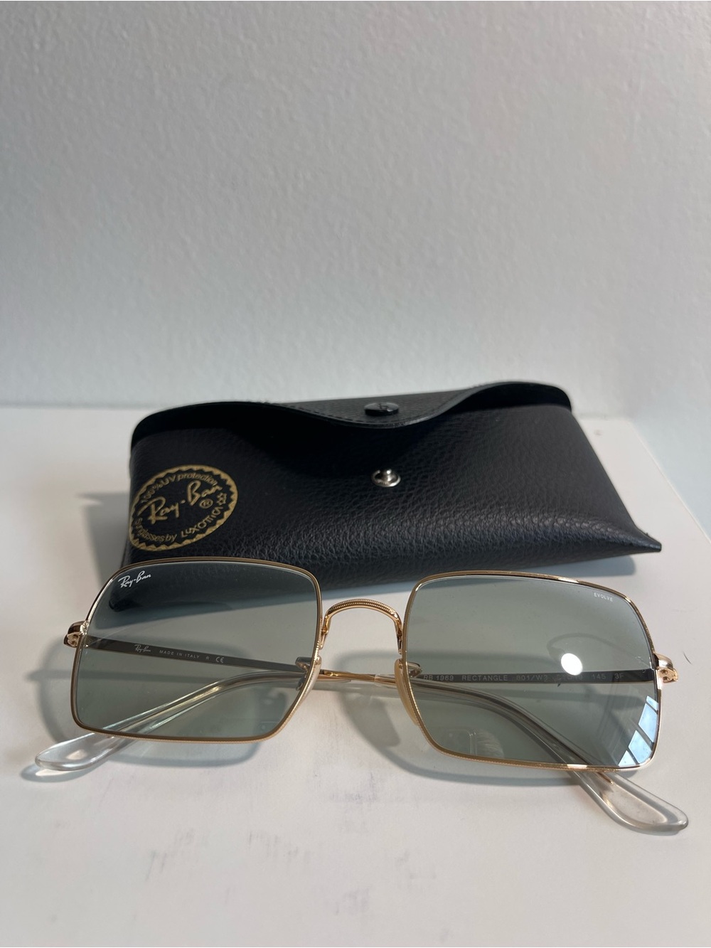 Ray-Ban Gold Frame Sunglasses with Green-Gray Lenses